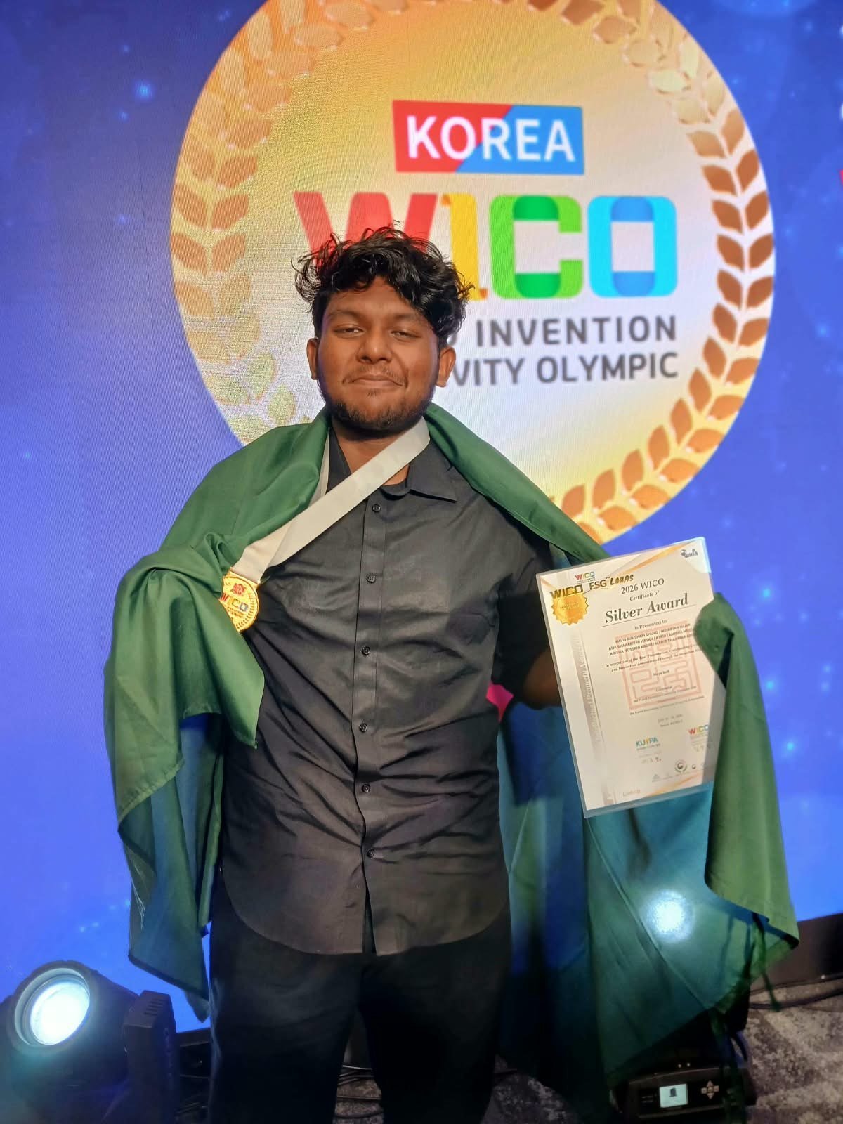 Navid Bin Shafi Shuvo with his Silver Medal at WICO 2026, South Korea